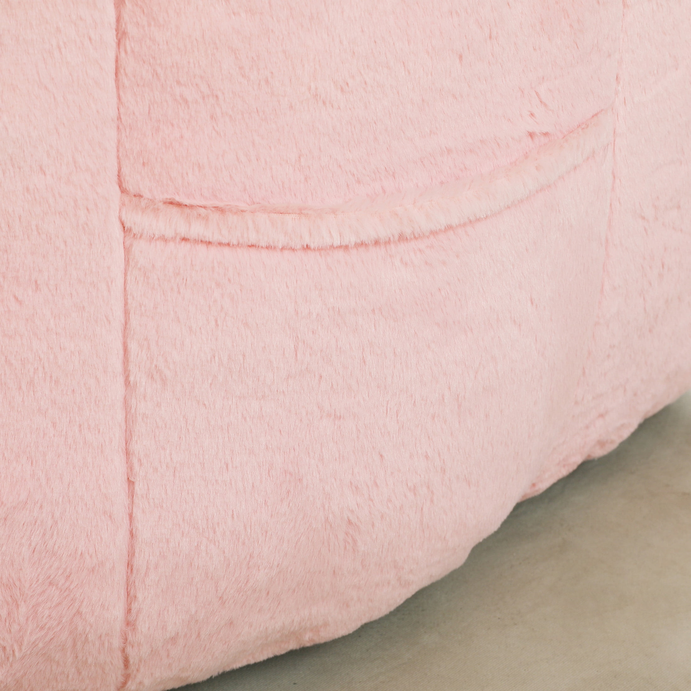 Noble House Dorothy Faux Fur Bean Bag Chair, Comfy Large Memory Foam Gaming Lounge Sofa for Living Room, Pink
