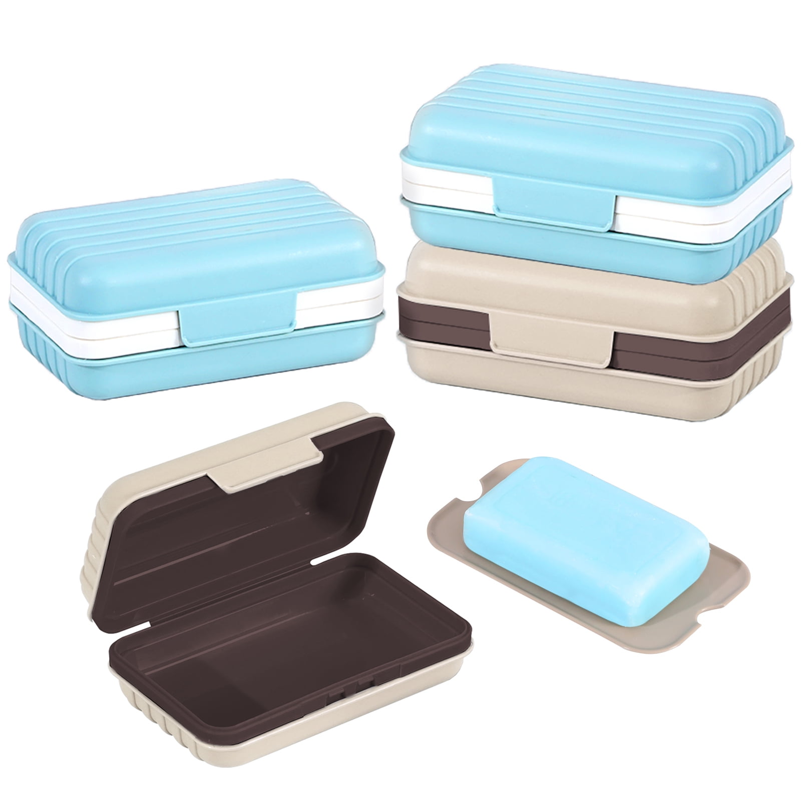 Quatish Soap Holder 4 Pack, Travel Soap Container with Lid, Portable Bar Soap Case, Period Kit Leakproof Soap Box with Perforations, Soap Dishes for Traveling, Camping, Gym