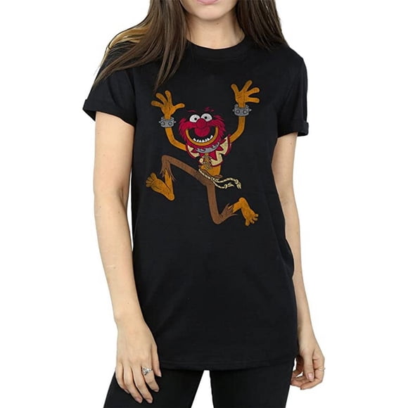 The Muppets T-Shirt Boyfriend Classique pour Femmes en Coton à Motif Animal