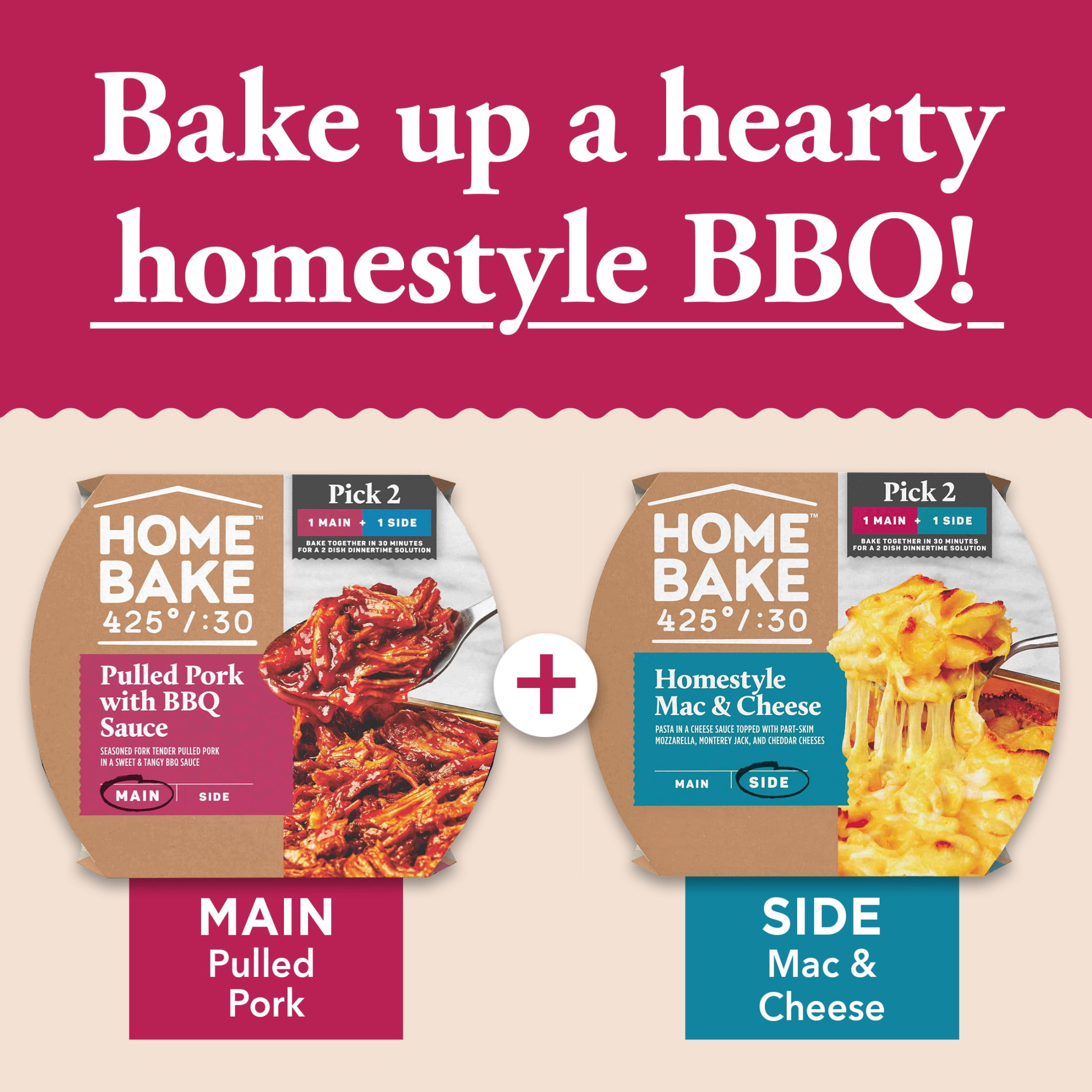 HomeBake 425°/:30 Pulled Pork with BBQ Sauce Frozen Main, 22.2 oz Box (Frozen)