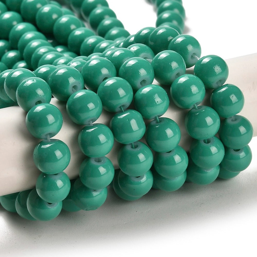 20 strand Painted Glass Bead Strands Baking Paint Round Light Sea Green 8mm Hole: 1.3~1.6mm 100pcs/strand 31.4 inch