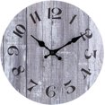 thumbnail image 1 of shiyou-Vintage Arabic Numeral Design Rustic Country Tuscan Style Wooden Decorative Round Wall Clock (12"), 1 of 4