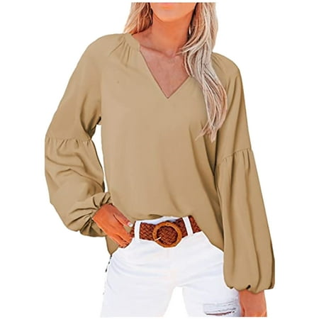 

Long Sleeve Shirts for Women Fall Tops for Women Fashion Women s V-Neck 3/4 Sleeve Solid Casual T- Shirt Blouse Tops Shirts for Women Corset Tops for Women