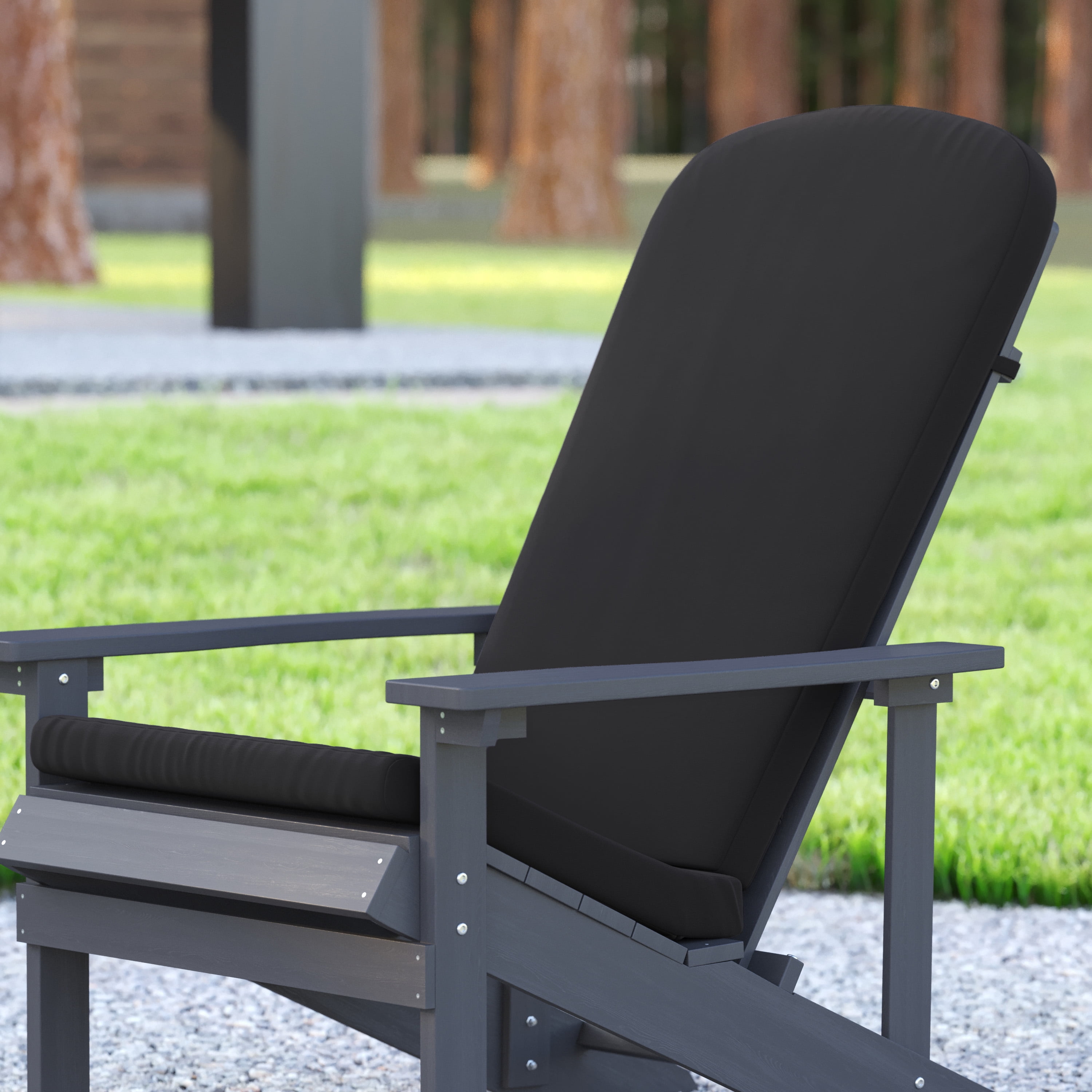 Emma + Oliver Set of Two All-Weather Indoor and Outdoor Cushions for Adirondack Chairs and High Back Patio Chairs in Gray