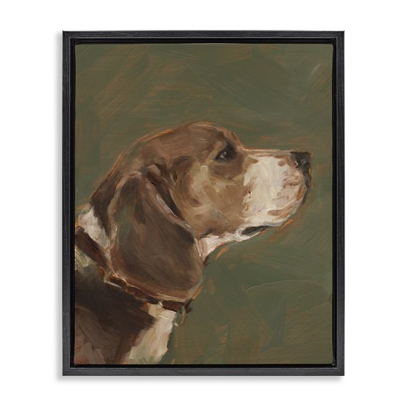 Stupell Industries Victorian Traditional Beagle Portrait Black Floating Frame Canvas Art, 17 x 21, by Ethan Harper