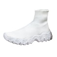 thumbnail image 3 of Womens Mens High Top Fashion Sneakers Slip on Socks Shoes Casual Comfortable Knitted Chunky Walking Shoes, 3 of 5