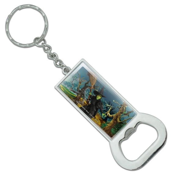 Wizard of Oz Wicked Witch Character Keychain Rectangle Chrome Plated Metal Bottle Cap Opener