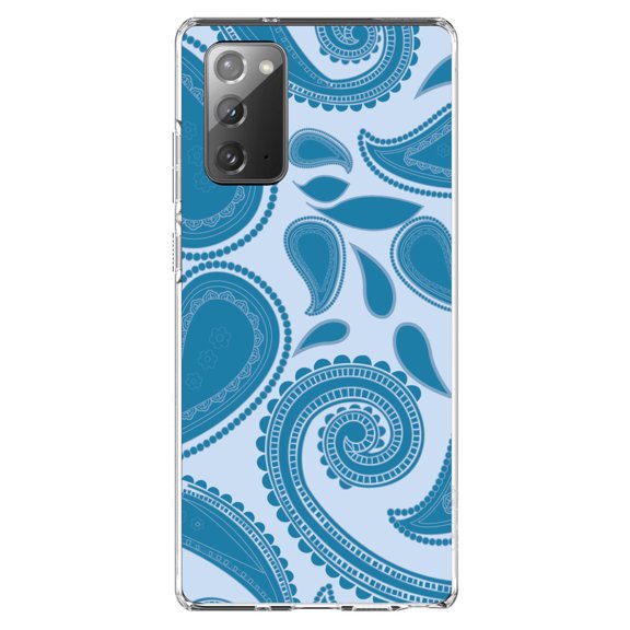 DistinctInk Clear Shockproof Hybrid Case for Galaxy Note 20 ULTRA (6.9" Screen) - TPU Bumper, Acrylic Back, Tempered Glass Screen Protector - Big Blue Paisley