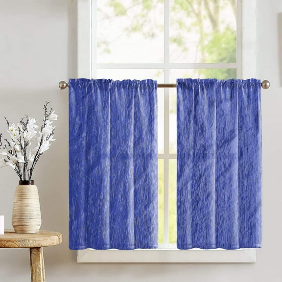 Crinkle Crushed Taffeta Café Tier Curtains Window Treatment Kitchen Home Décor