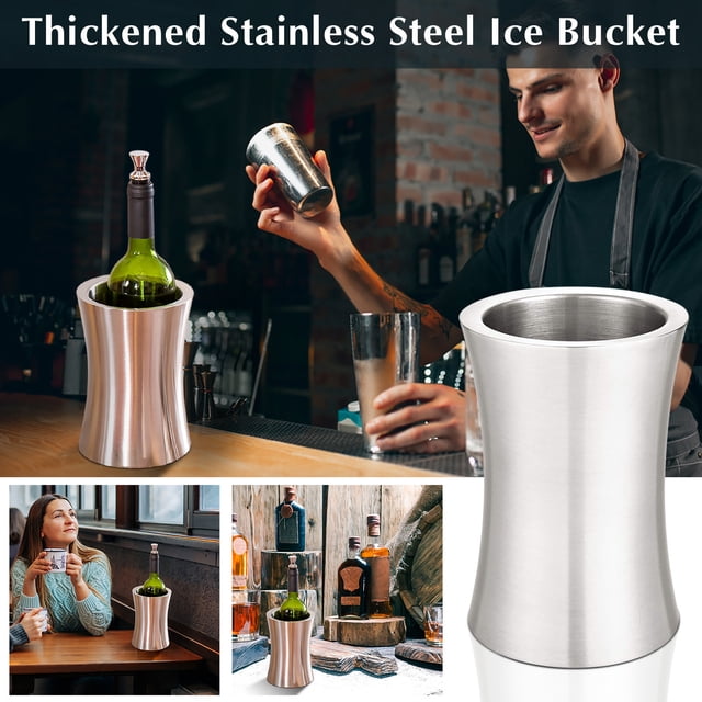 Xihbxyly Cubo Enfriador de Vino, Enfriador de Champán, Elegante Enfriador con Aislamiento para Vino Blanco, Mantiene El Vino Frío Durante 2 Horas, Diseño Anticongelante, Elegante Decoración de Mesa,