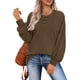 thumbnail image 1 of Top de manga larga para mujer, jersey con botones y cuello redondo, blusa informal holgada de manga larga para mujer, color café XXL, 1 of 6