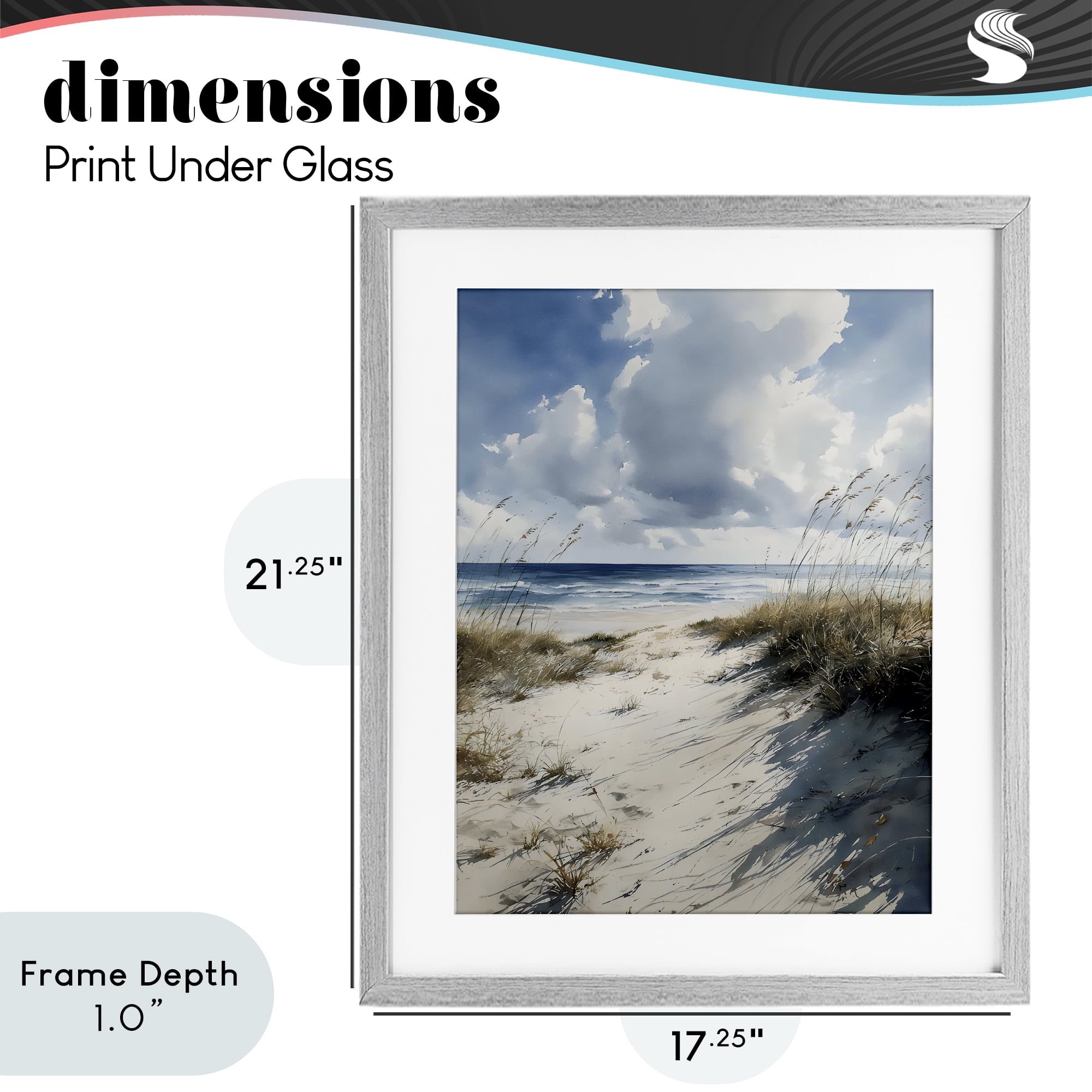 Stupell Industries Dune Beach at Midday Gray Framed Print Under Glass, design by Franklyn Gregory