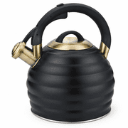 Black Stainless Steel Stovetop Whistling Tea Kettle 3.2 Quart with Heat Proof Handle