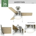 thumbnail image 4 of Hunter 36 inch Small Indoor Ceiling Fan with LED Light and Pull Chain - Modern Ceiling Fan, Standard Mount, 3 Blades, For Bedroom, Home Office, or Laundry Room, Quiet - Aker 59303, Brushed Nickel, 4 of 16
