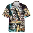 thumbnail image 2 of Camisas de playa con estampado 3D de perros y música, divertidas camisas de manga corta con un solo botón y gráfico de perro mascota para hombres, blusas con solapa, 2 of 4