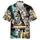 thumbnail image 2 of Camisas de playa con estampado 3D de perros y música, divertidas camisas de manga corta con un solo botón y gráfico de perro mascota para hombres, blusas con solapa, 2 of 4