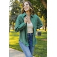 thumbnail image 3 of ABPHQTO Camisa de mujer de pana verde con bolsillo con botones, 3 of 5