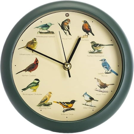 Mark Feldstein, The Original Singing Bird Clock, 8 Inch, Green