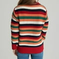 thumbnail image 6 of Jjayotai Women Striped Color Block Sweaters Clearance, Mock Neck Long Sleeve Loose Soft Fuzzy Knit Pullover Orange M, 6 of 6