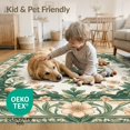 thumbnail image 4 of ODIKA 6'x9' Washable Area Rug Non-Slip, Chair-Friendly, Circular Round Watercolor Vintage Impressionist Botanical Border for Dining Room, Under Table, Office Décor, 4 of 7