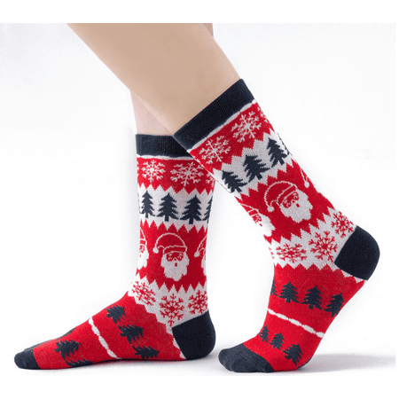 

Seyurigaoka Christmas Parent-child Stockings Snowflake and Santa Claus Printed Pattern Socks