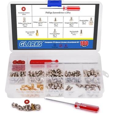 Computer Screws Set, 362-Piece PC Screws Set, For Motherboards, Chassis, Hard Drives, With Screwdriver, Brush And Cable Ties