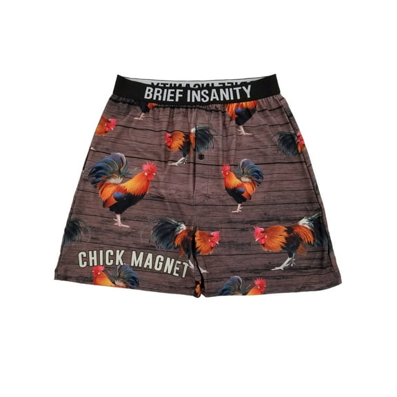 Brief Insanity Mens Rooster Chick Magnet Underwear Boxer Shorts S