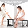 thumbnail image 4 of Bambloom Corner Shower Bench,Bamboo Shower Stool with Storage Shelf,Black, 4 of 6