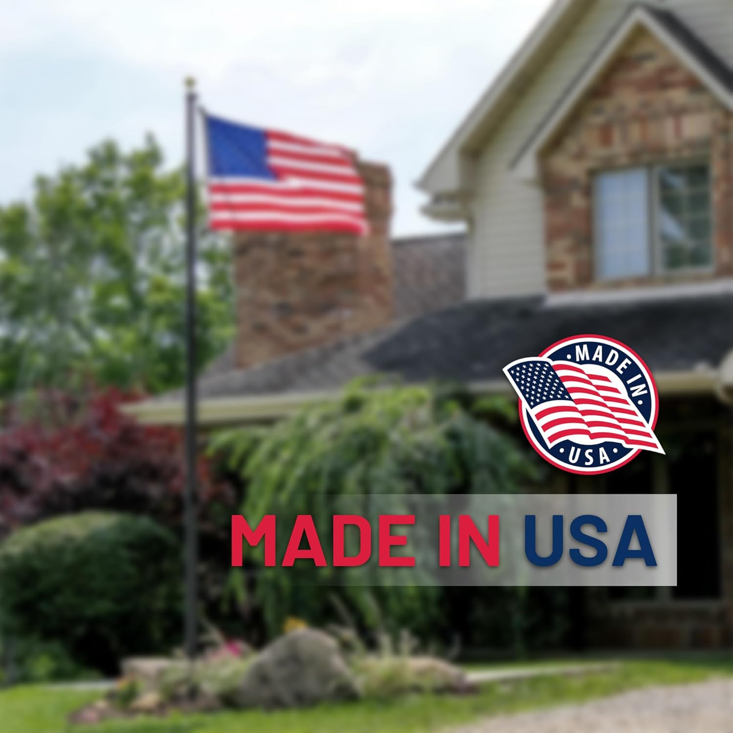 Super Tough USA-Made 25ft Heavy Duty Flag Pole for Outside House - Black Anodized - Residential In-Ground Flagpole - 4-Section High-Grade Aluminum - Includes All Accessories