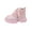 Pink-20, variant on Toddler Girls Star Sequin Ankle Boots Sparkly Lace Up Flat Shoes Side Zipper Booties