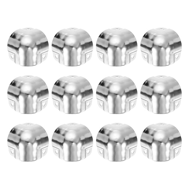 Uxcell 12 Pack Decorative Box Corner Cover, 26mm Metal Edge Guard, Furniture Corner Edges Protector, Silver