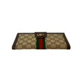 thumbnail image 3 of Pre-Owned GUCCI Old Gucci Sherry Line GG Logo Metal Hardware Leather Canvas Long... (Good), 3 of 10