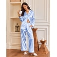 thumbnail image 2 of Ekouaer Silk Satin Pajamas for Women Button Down Pjs Set Long Sleeve Loungewear 2 Piece Wide Leg Sleepwear, 2 of 6