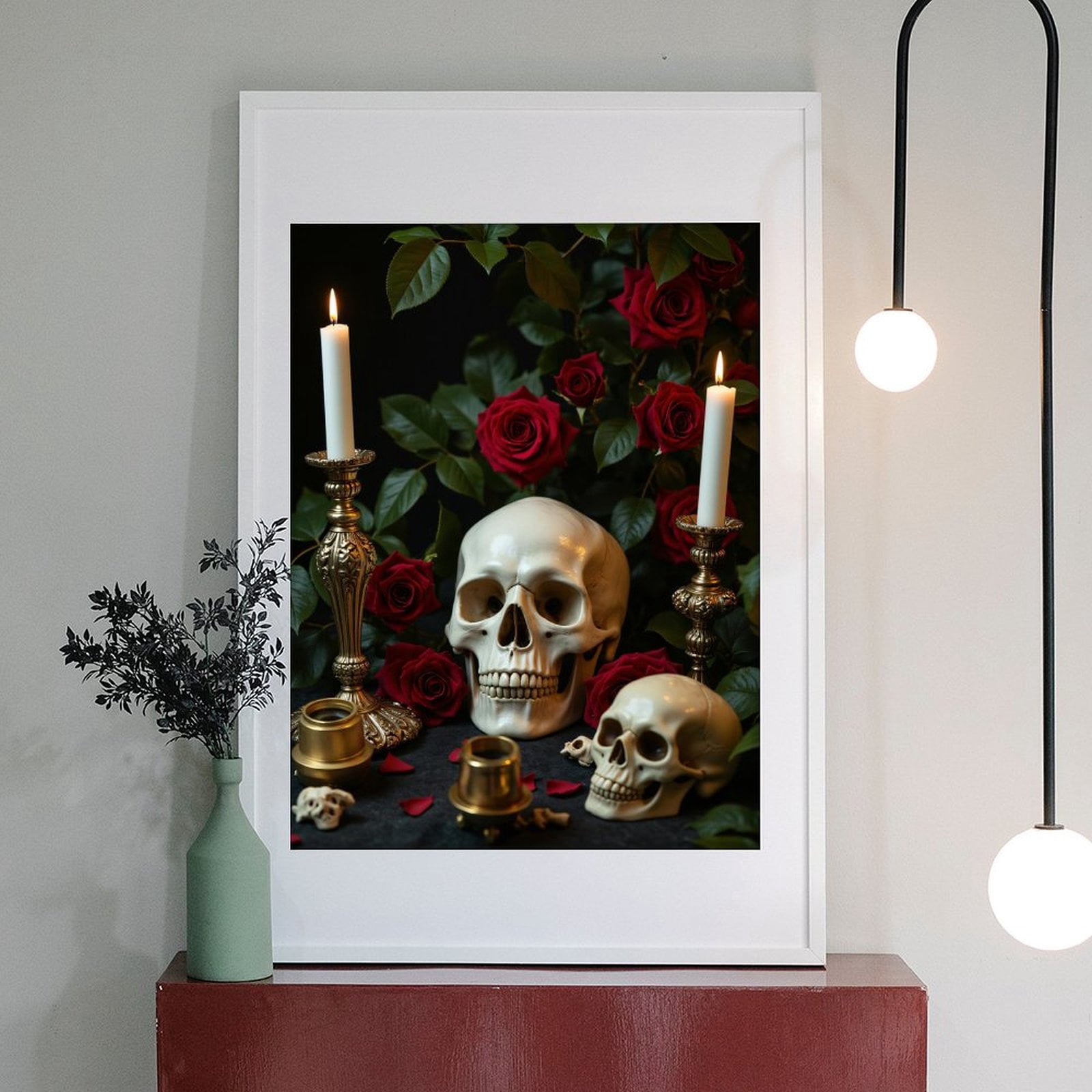 Diamond Art Kit for Adults, Candles Skulls Red Roses Display Diamond Painting for Adults Beginners, 5D DIY Diamond Art Painting Kits, Colorful Diamond Painting Craft for Home Decor 12x16