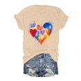 thumbnail image 1 of TSADFHJI T-Shirts pour Femmes Coupe Ample Crop 2024 Imprimé Col Rond Manches Courtes T-Shirt TG Beige, 1 of 2