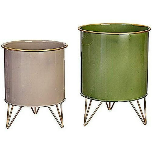 Raz Tabletop Planter Modern Flowers Succulent Air Decorative W Stands Earth Colors 10" & 8.5"