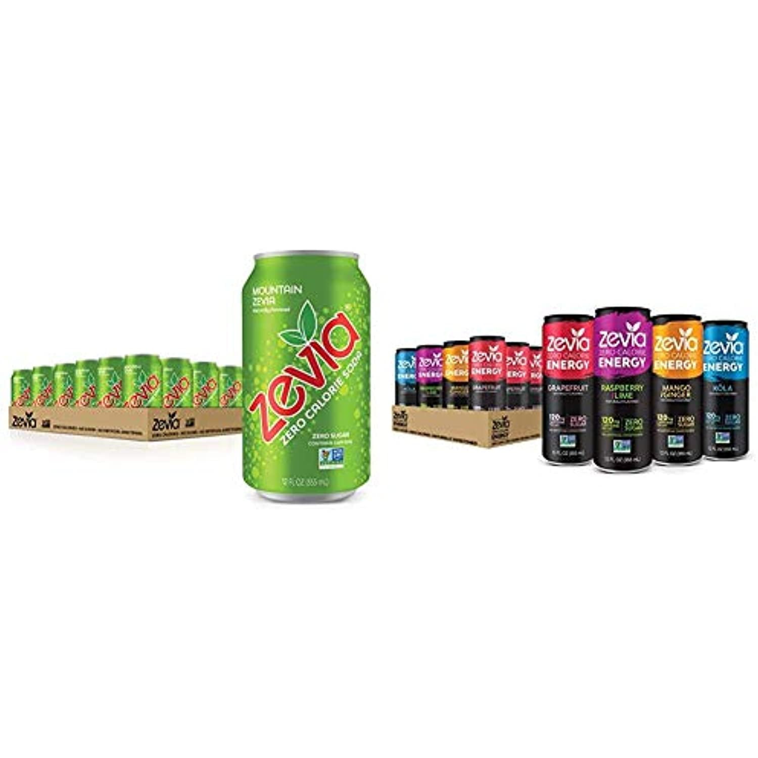 Zevia Zero Calorie Soda, Mountain Zevia, Naturally Sweetened Soda, (24