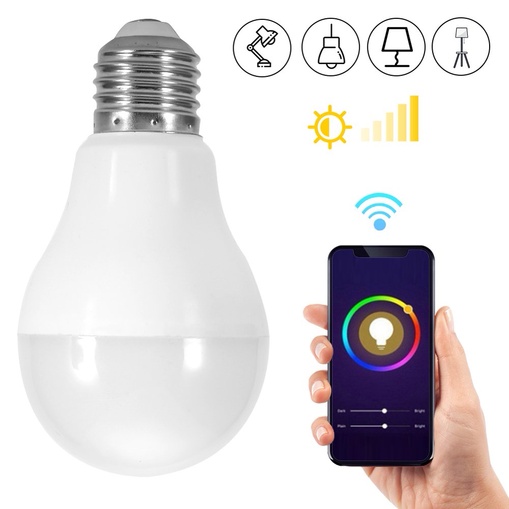 Tebru Smartphone Controlled Lamp Bulb,100240V 7W RGB LED Light Bulb