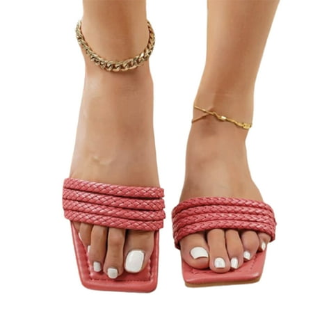 

Peep Toe Flat Slipper Women\ s PU Casual Sandals Summer Beach Supply All Match Fashionable