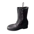 thumbnail image 4 of 1:6 Zapatos de figura masculina Botas de cuero de PU Punta redonda Simulación de cordones laterales Botas de pantorrilla para figuras de acción de 12, 4 of 9