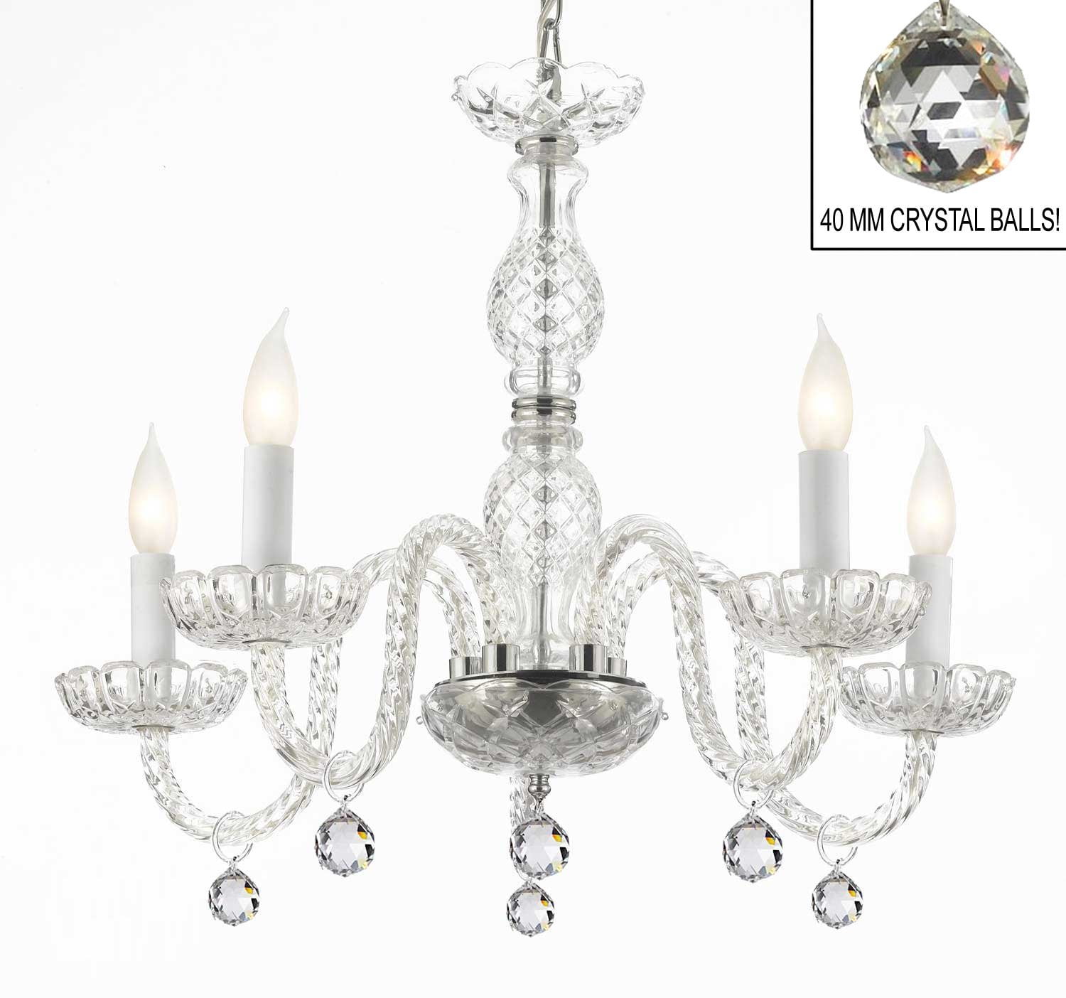 Authentic All Crystal Chandelier Chandeliers Lighting W/ 40mm Crystal Balls! 