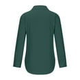 thumbnail image 6 of Shirts for Women Trendy, Yigetop Fall Long Sleeve Shirts for Women Cotton Linen Button Down Blouses Ruched Stand Collar Tops Blusas Elegantes Para Mujer Blackish Green, L, 6 of 7