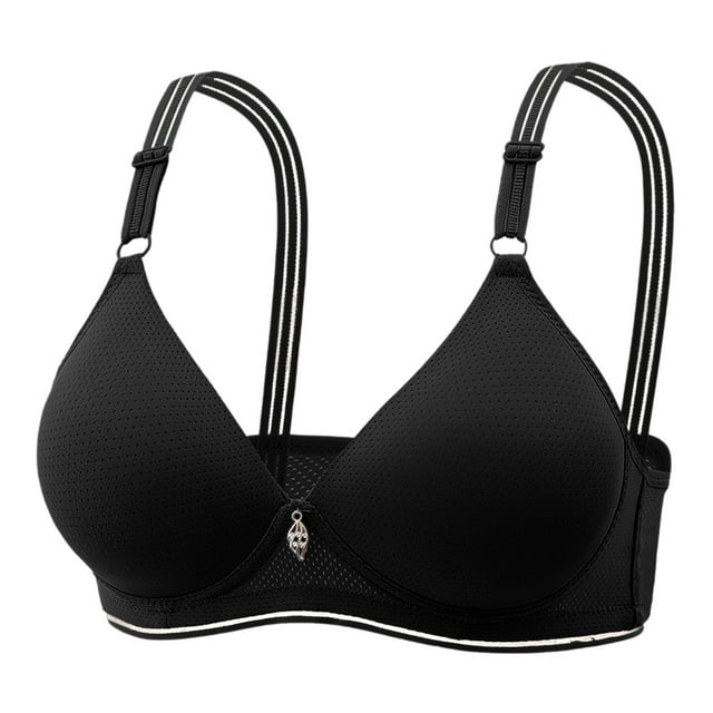 Kcodviy Women Lace Back Button Women Sports Bras Shaping Cup Adjustable Shoulder Sports Bras for Women Pack Strap Large Size Underwire Strapless Front Buckle Lift Bra