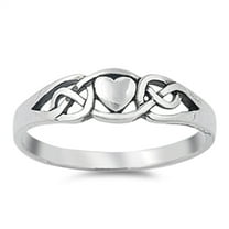 Celtic Knot Heart Petite Eternity Promise Ring Sterling Silver Band 925 Jewelry Female Male Size 4