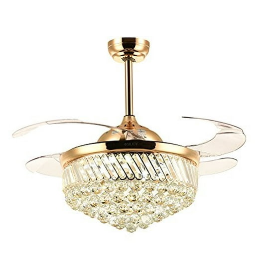 Siljoy 42 Inch Invisible Ceiling Fans With Lights Modern Retractable Siljoy 42 Inch Invisible Ceiling Fans With Lights Modern Retractable Crystal Chandelier Fan Remote And Dimmable Gold Com