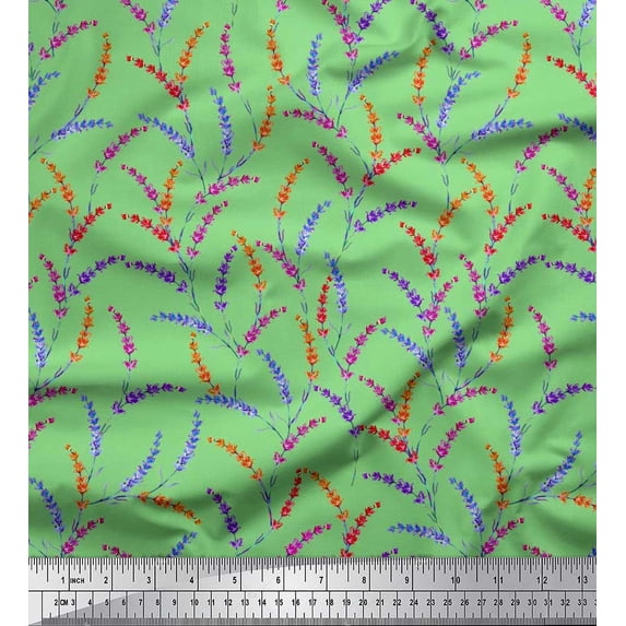 Soimoi Polyester Crepe Fabric Lavender Floral Print Fabric by Yard 42 Inch Wide