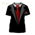 thumbnail image 4 of Ropa divertida para hombre, esmoquin con personalidad, traje de corbata retro, camisetas gráficas, traje falso de moda, camisetas casuales de manga corta para fiesta para hombre, 4 of 5