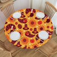 thumbnail image 1 of wonima02 Round Fitted Tablecloth Turkey Pumpkin Pattern Texture Background Elastic Edged Waterproof Wipeable Table Cover for Kitchen Dining Party, Fit for Diameter 58.2"-62.1" Round Table, Style161, 1 of 1