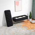 thumbnail image 2 of Storage Ottoman Bench, Velvet Upholstered Seat Ottoman Storage Bench with Golden Legs, Bedroom End Bench with Safety Hinge, Padded Blanket Chest for Living Room & Bedroom, 40.9" Width, Black, 2 of 9