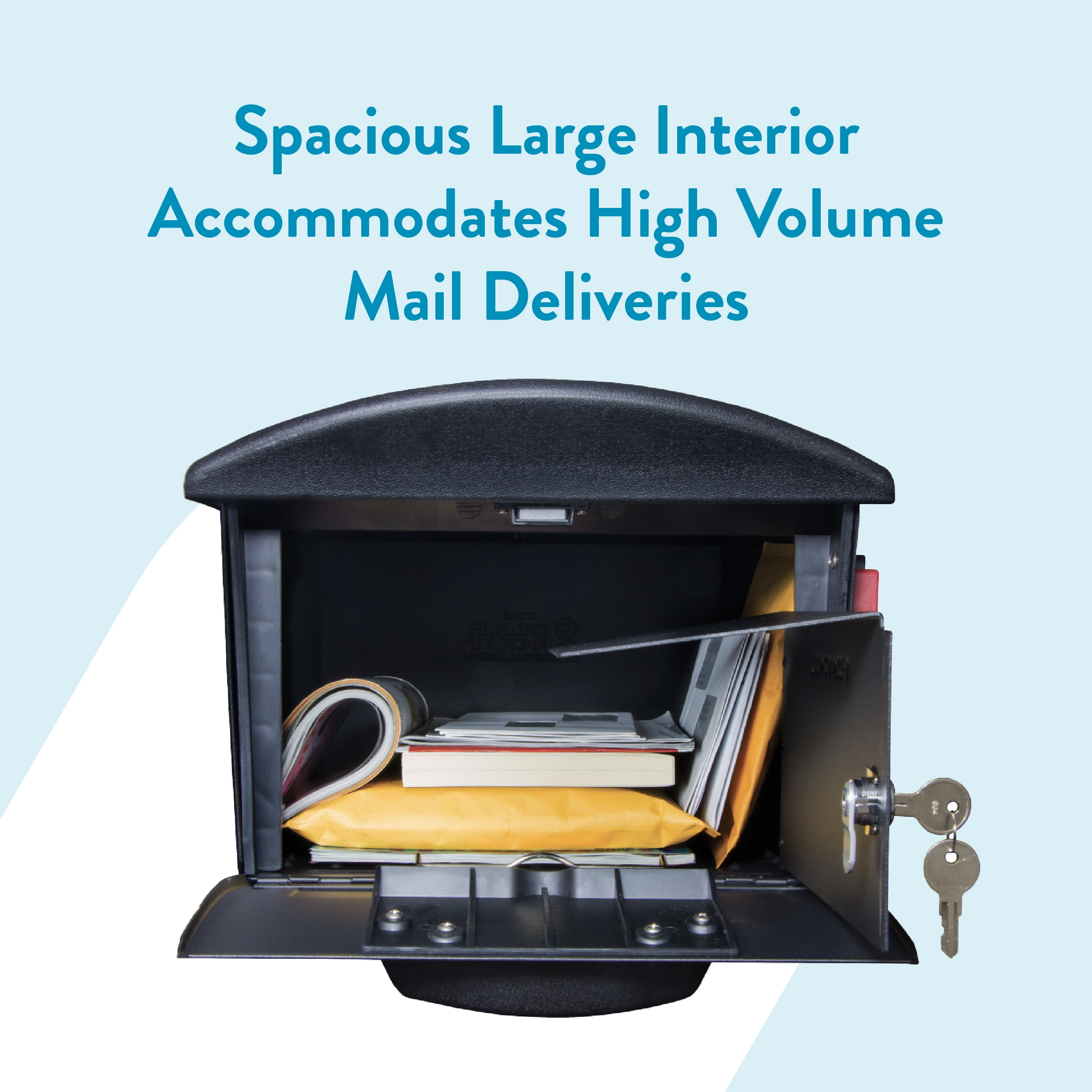 Architectural Mailboxes Mailsafe Locking, Plastic, Large, Post-Mount Mailbox in Black